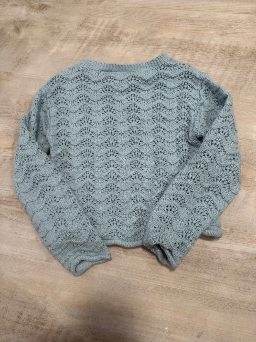 The Children's Place Light Blue Cropped Lace-Knit Sweater